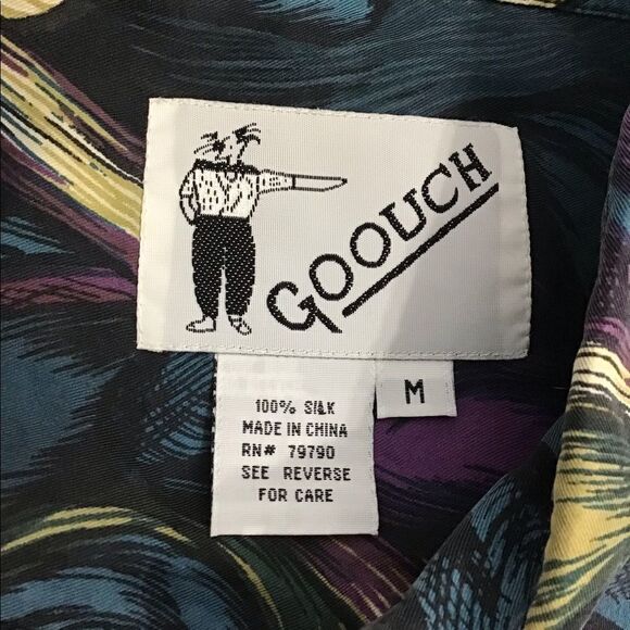 Vintage Goouch 80’s Silk Abstract Print Short Sleeve Button Down Shirt - Picture 2 of 5